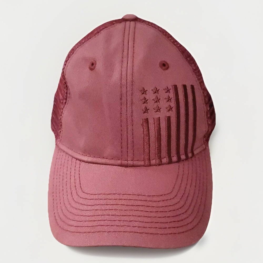 American Flag Truckers Hat‎ Snap Back Red Embroidered Patriotic Cap
